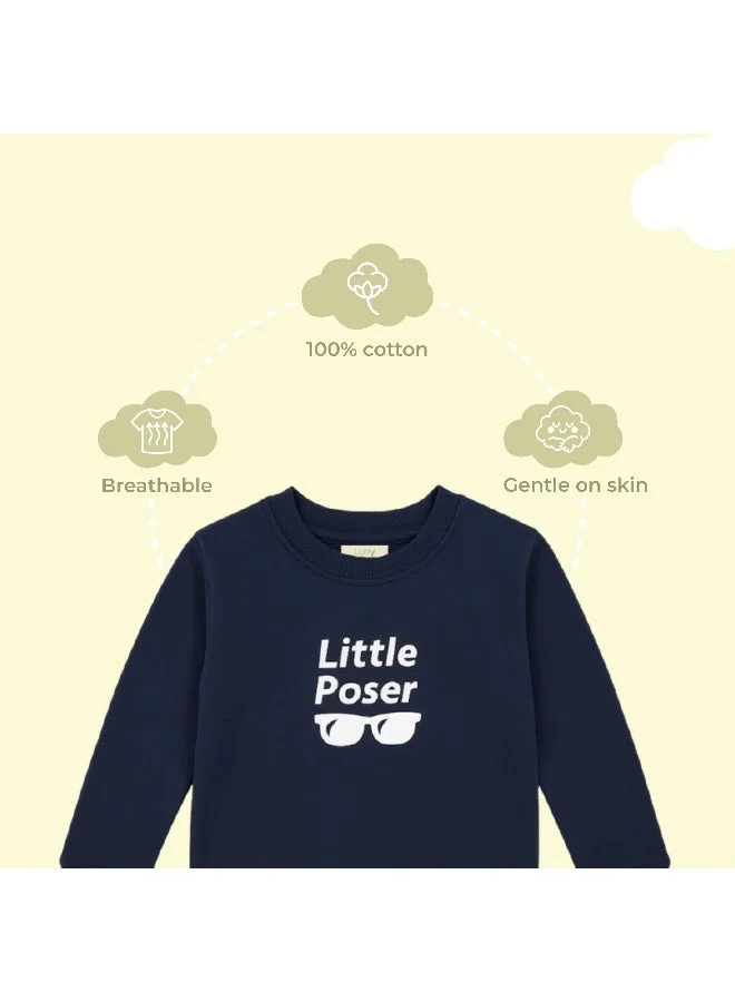 Luay Navy Blue Luay Boys Winter Co-ord Set | Organic Cotton Top & Bottom | SoftCozy Winter Wear | Stylish Outfit ( Navy Blue) for Men | Best Price UAE